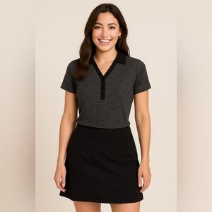 Callaway Women’s Black and Gray Striped Polo Top Size Med